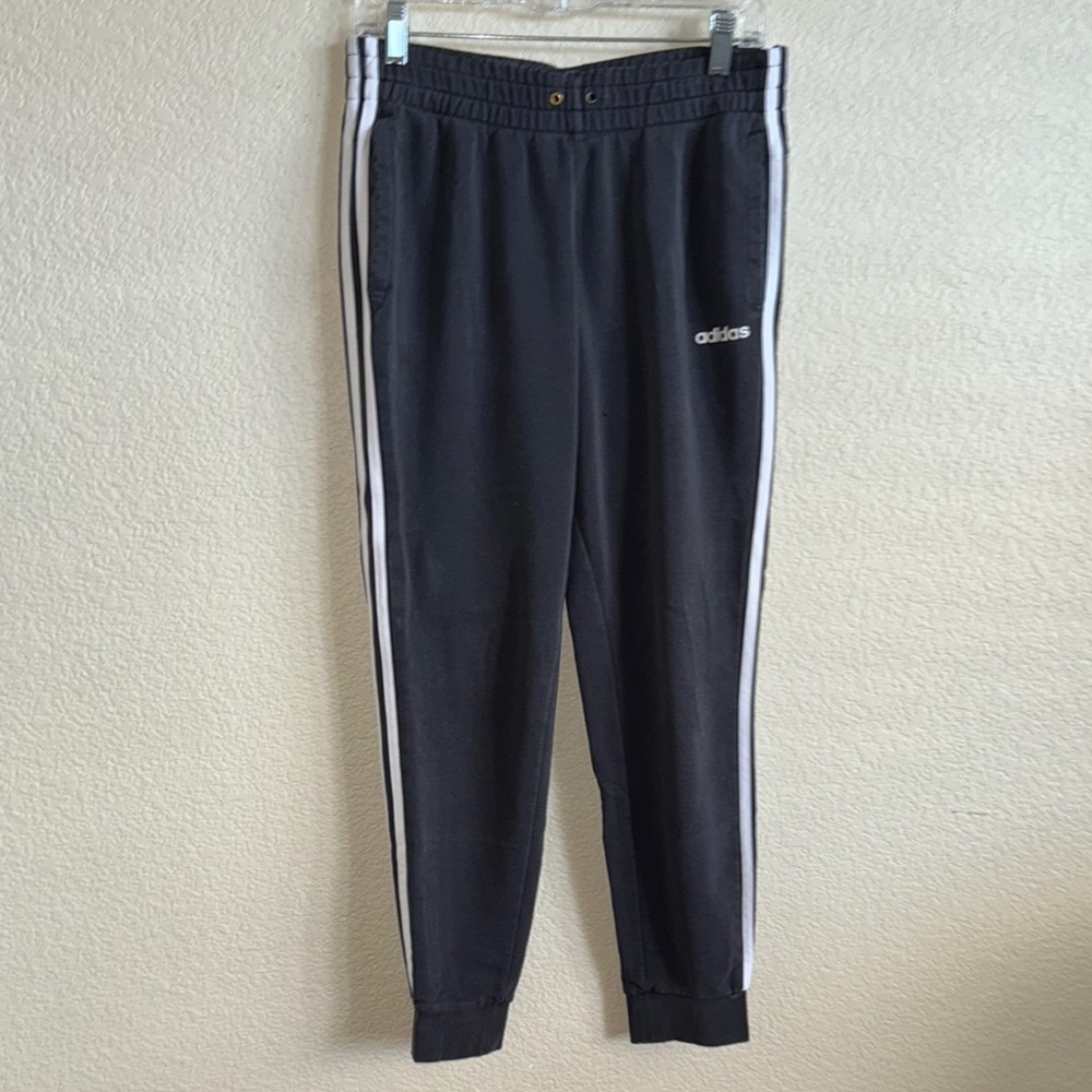 Adidas Kids Black Joggers with White Stripes